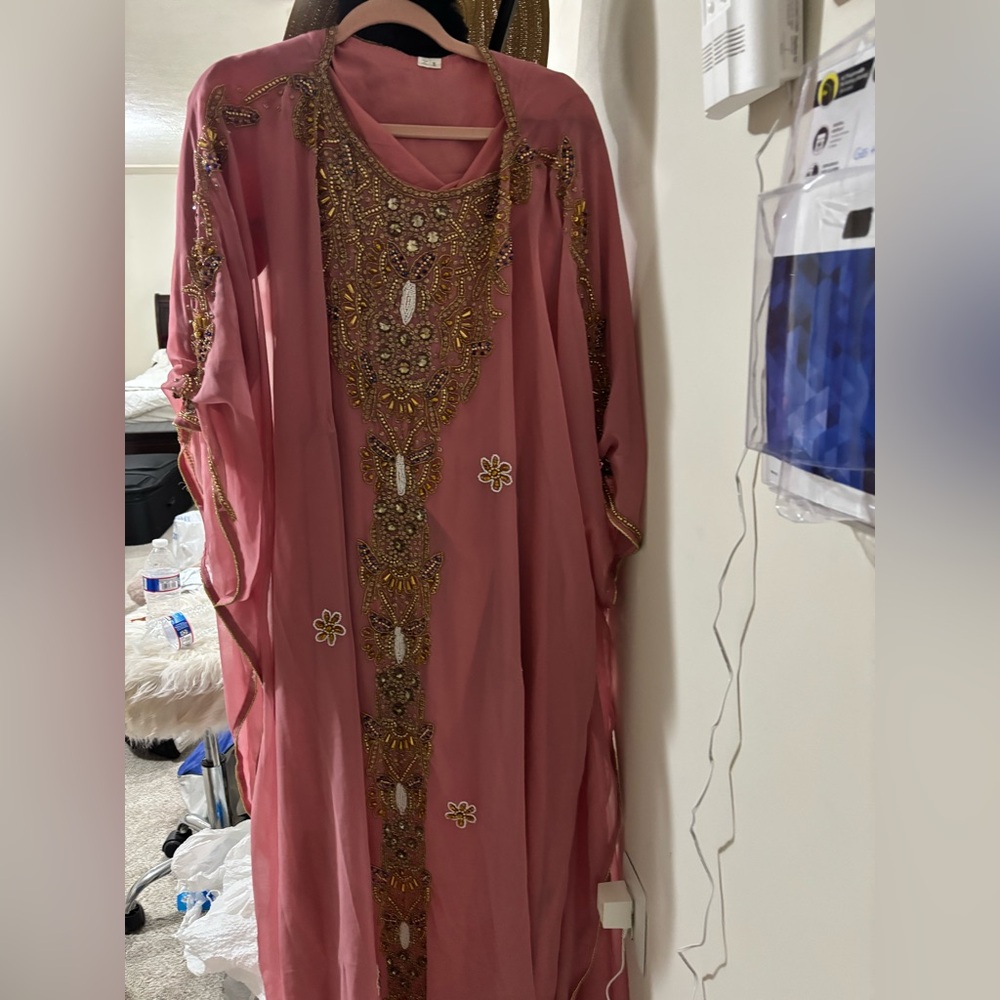 Elegant  kaftan Pink Embellished Dress